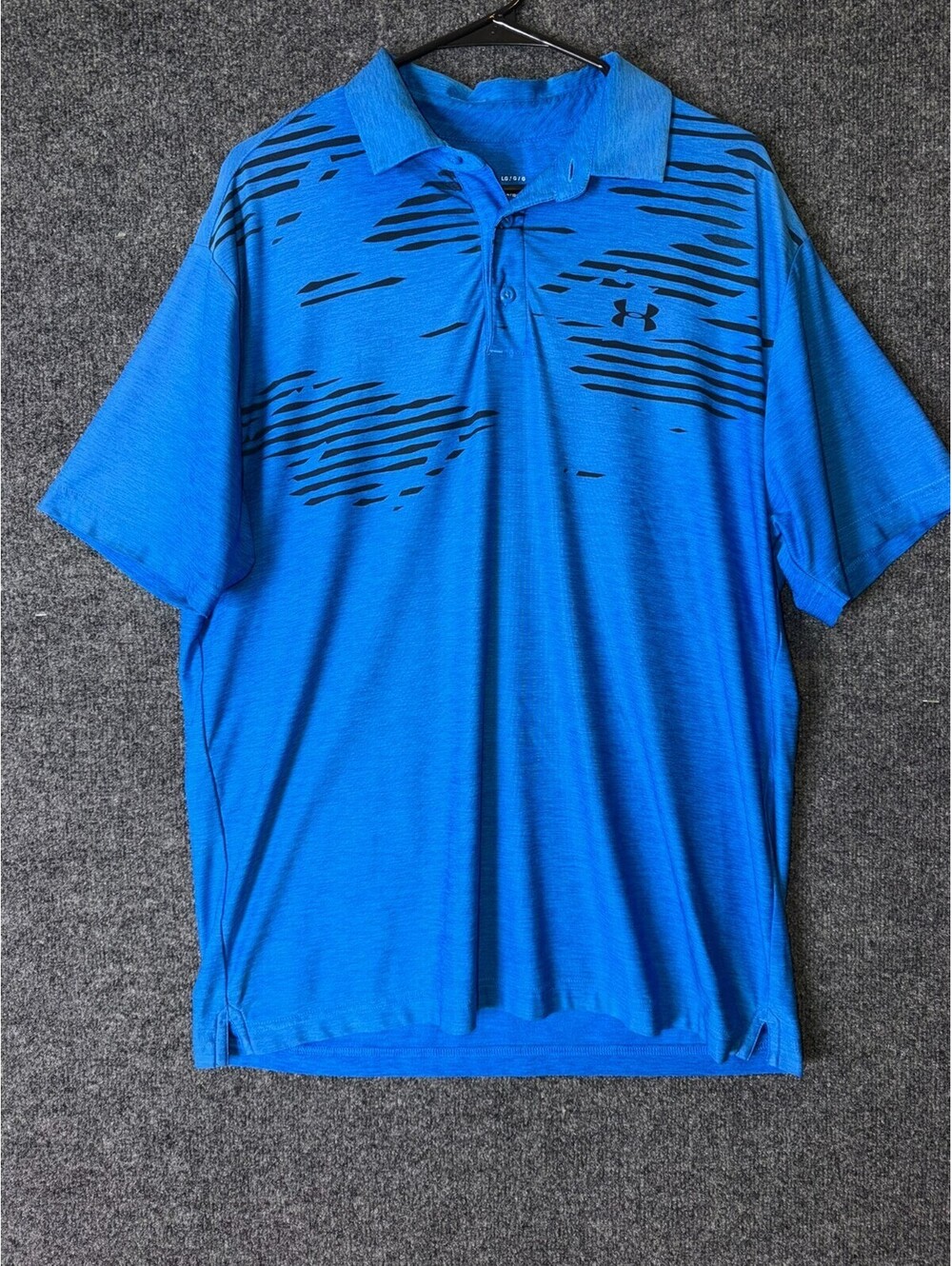Under Armour Polo Shirt Mens Large Blue Graphic HeatGear Short Sleeve Golf